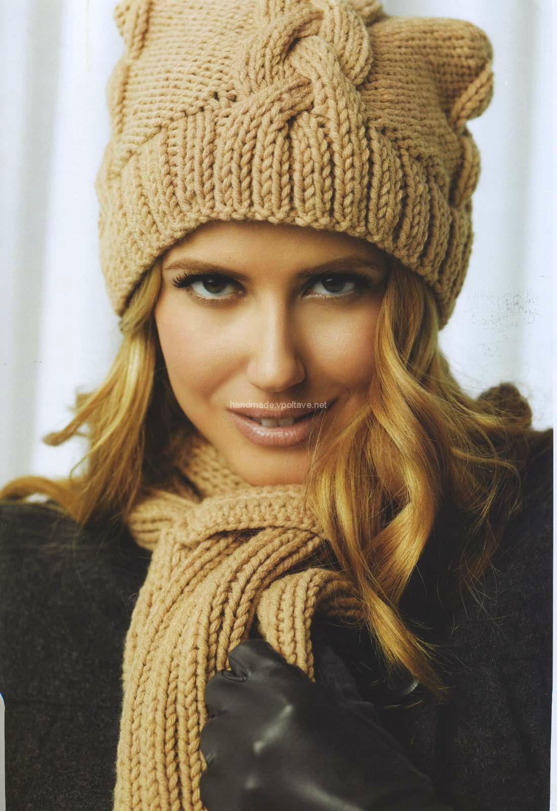 beige hat and scarf