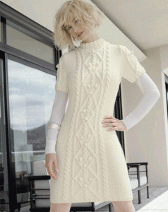 knitted white warm dress
