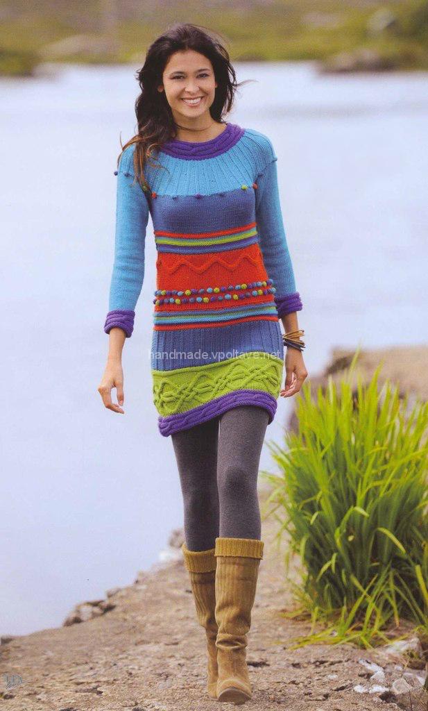 colorful warm knitting dress