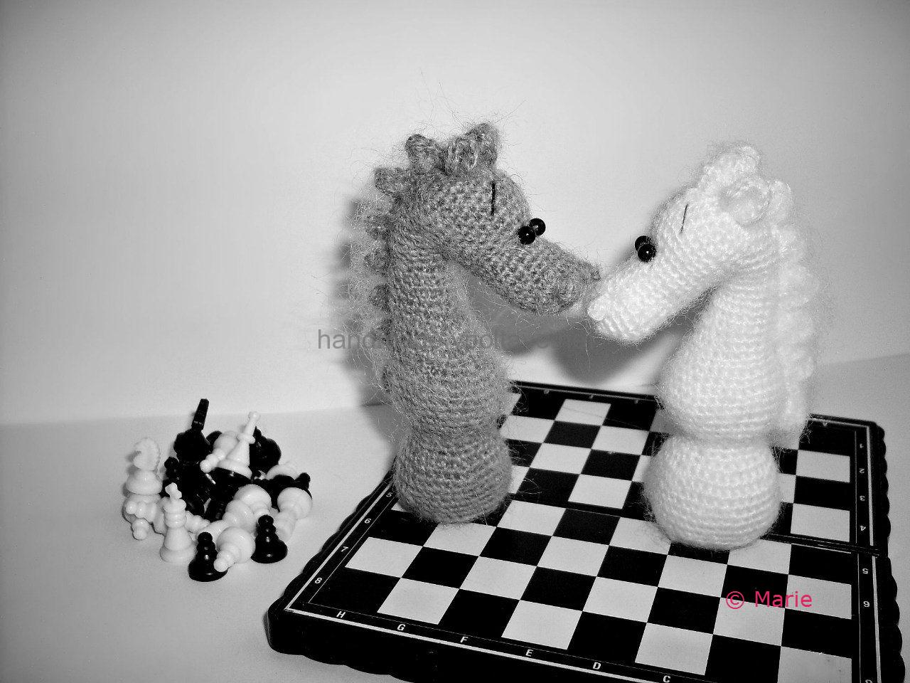 knitted chess knight symbol of the new year