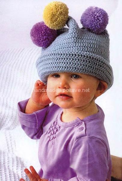 little girl hat with pompoms