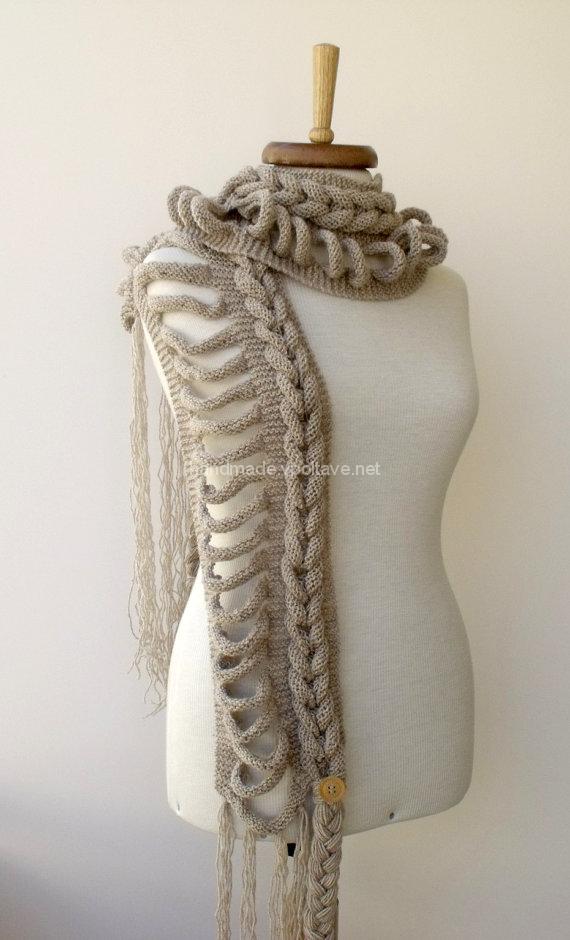 шарф вязаный косами