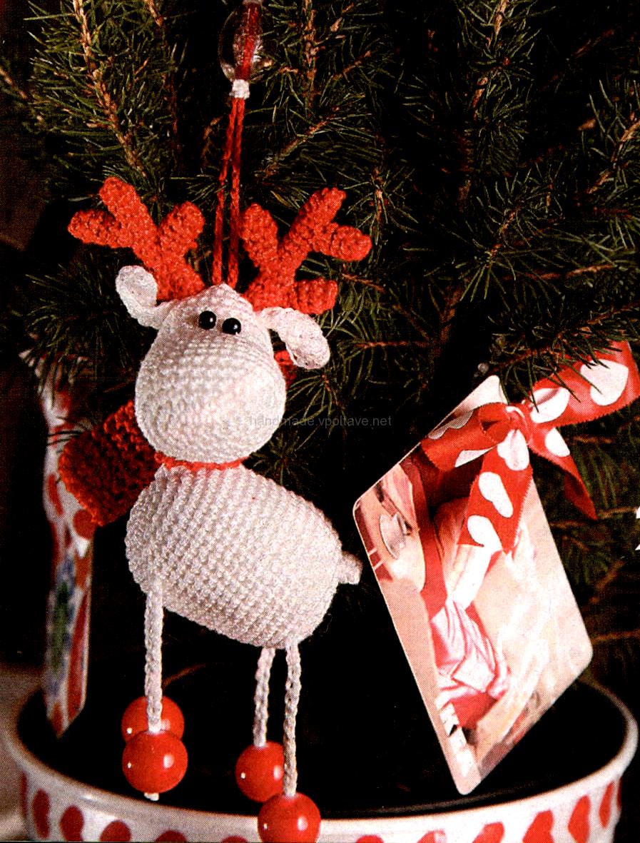Knitted toy Santa's deer